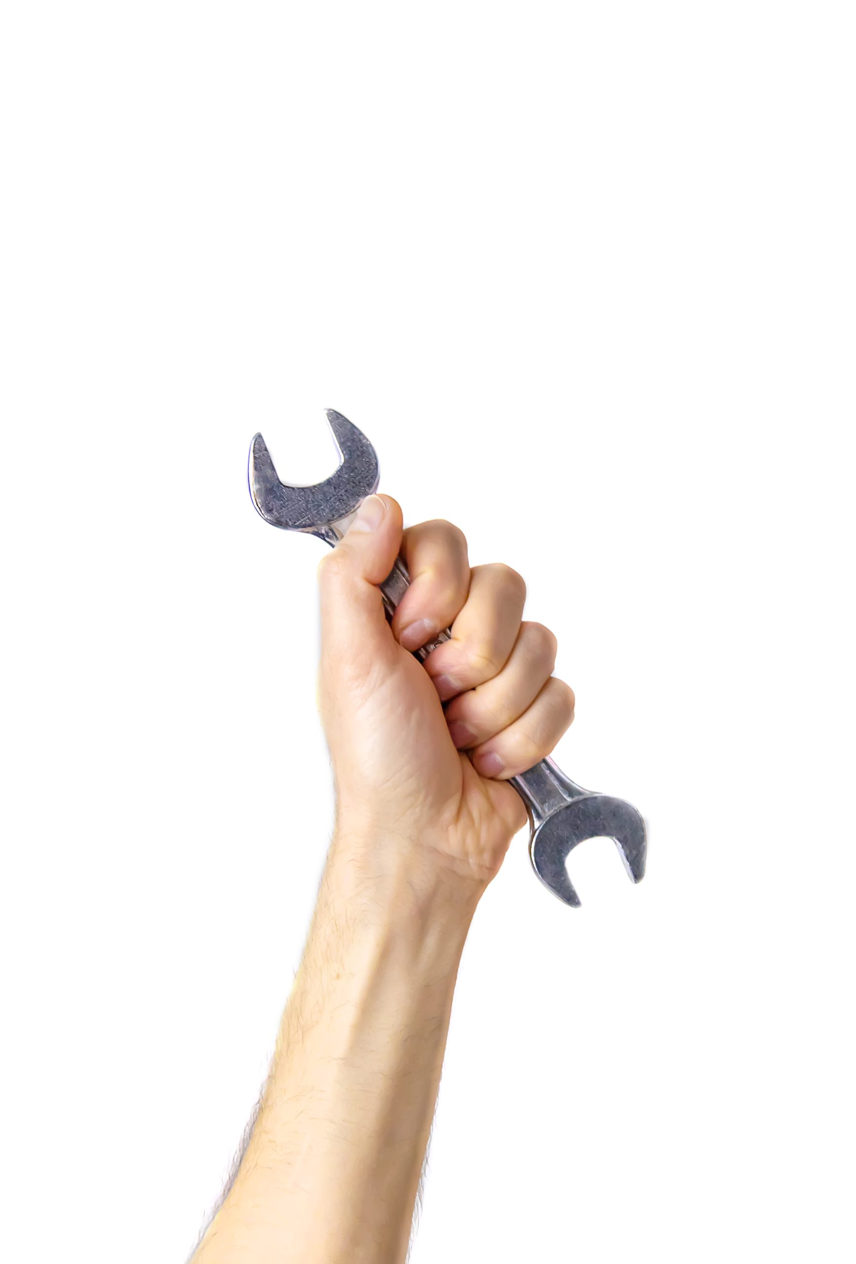 repair wrench in the hands of a male isolate. Selective focus.